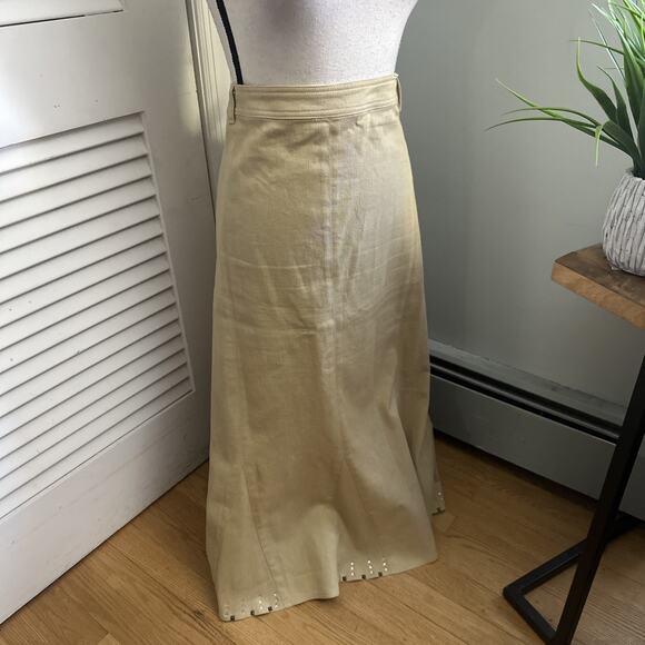 Vintage DV DONNA VINCI JEANS Skirt Womens 24 Tan Maxi Flare Stretch Retro Y2K - Picture 3 of 9
